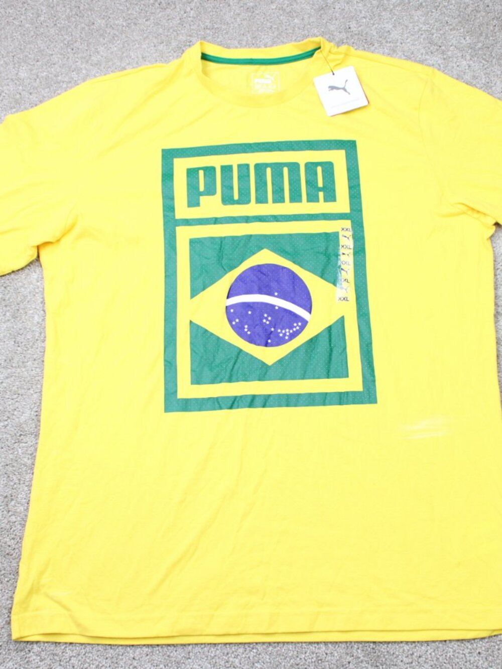 Brazil Puma Shirt NWT Mens 2XL XXL Yellow Forever Football Country Short Sleeve
